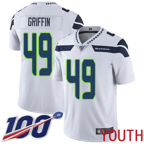Seattle Seahawks Limited White Youth Shaquem Griffin Road Jersey NFL Football #49 100th Season Vapor Untouchable->youth nfl jersey->Youth Jersey